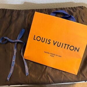 Louis Vuitton Bold Orange Tote with Blue Accents